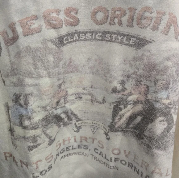 Guess Classic Style Cream Men's Crewneck Sweater Medium Unisex - Picture 4 of 5